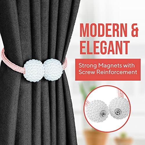 Magnetic Curtain Tie Clip Strap Magnet Pearl Ball 2Pcs