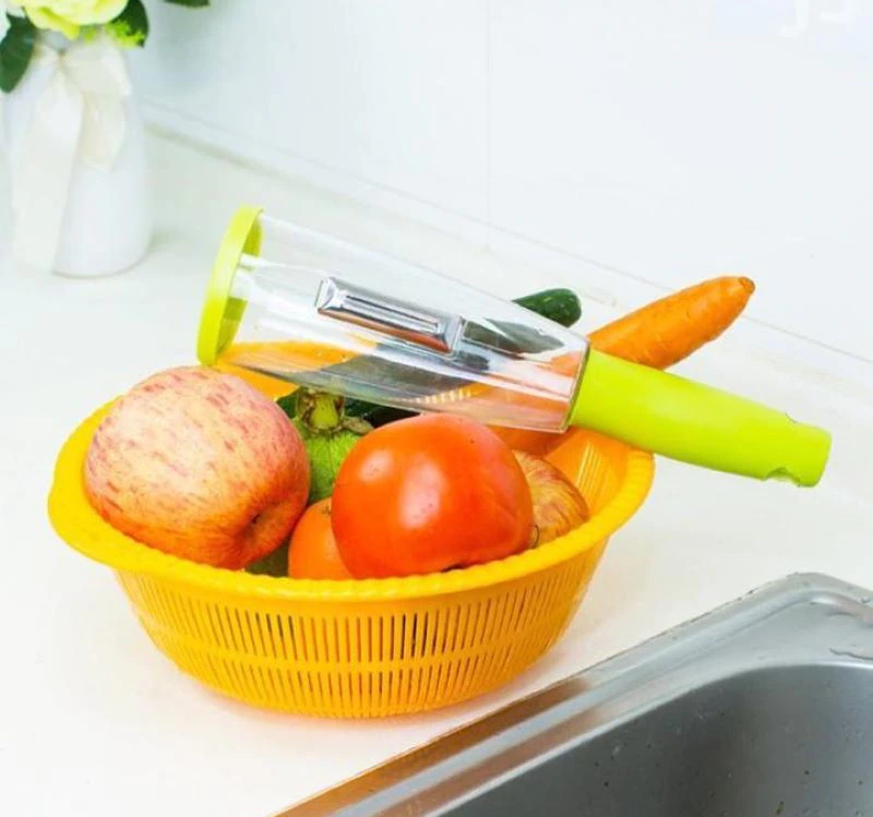 Stainless Steel Blades Vegetable Peeler with Container for Veggies and Fruits