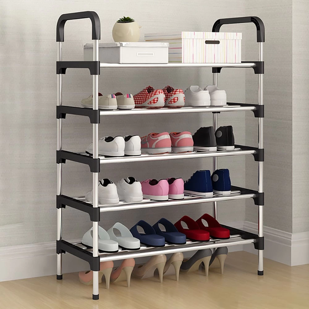 5 Tiers Heavyweight Shoe Rack Organizer Stand Stainless Steel