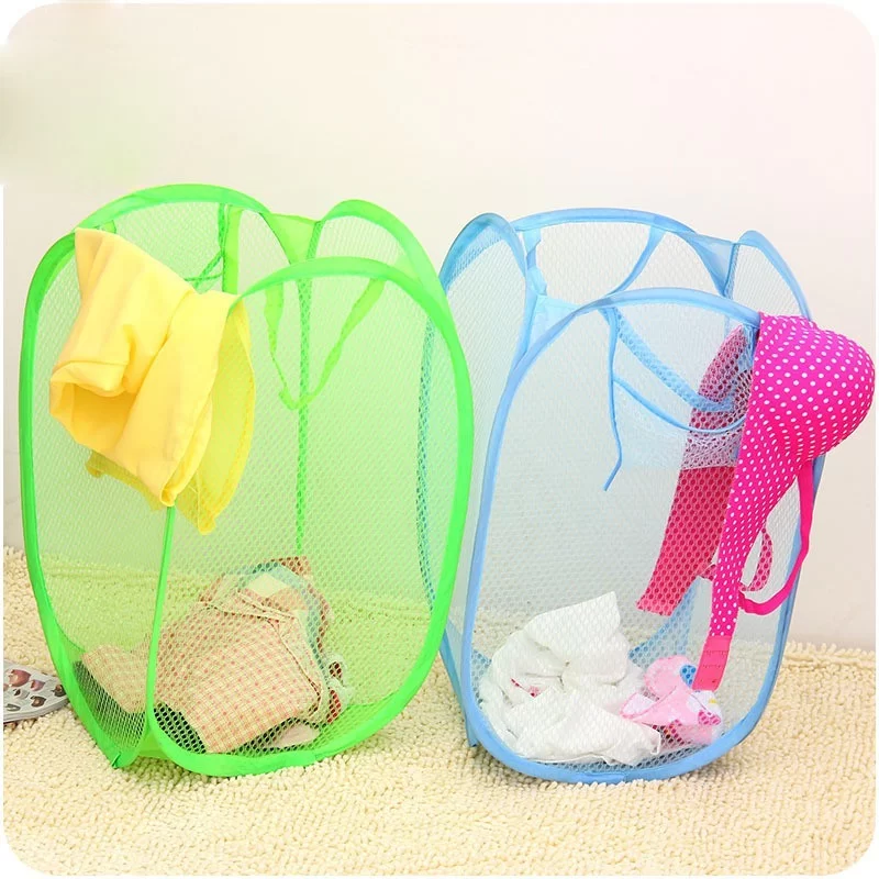 Clothes Toy Organizer Foldable Mesh Laundry Basket Hamper