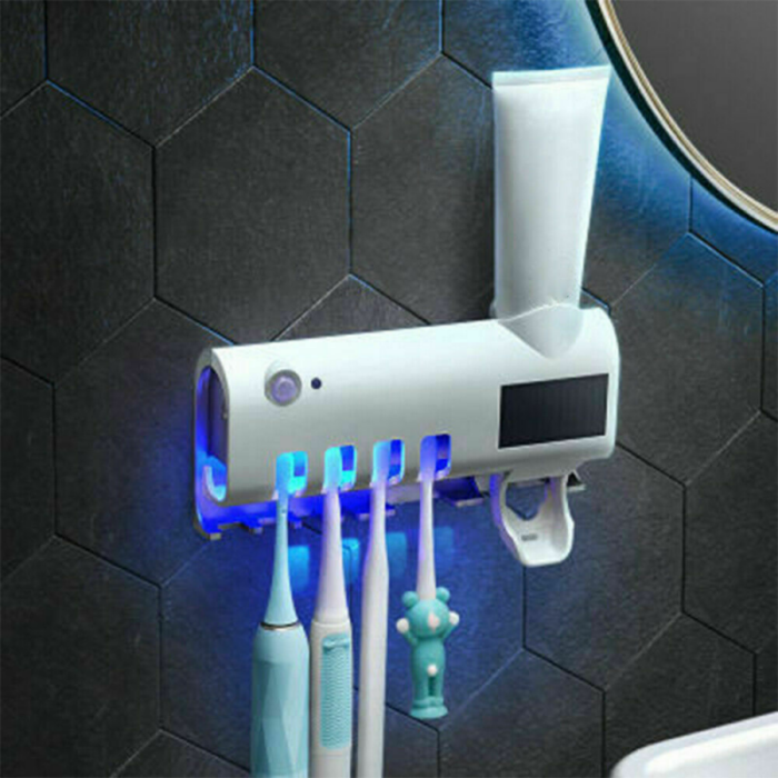 Uv Light Toothbrush Holder Electric Cleaner & Automatic Toothpaste Dispenser