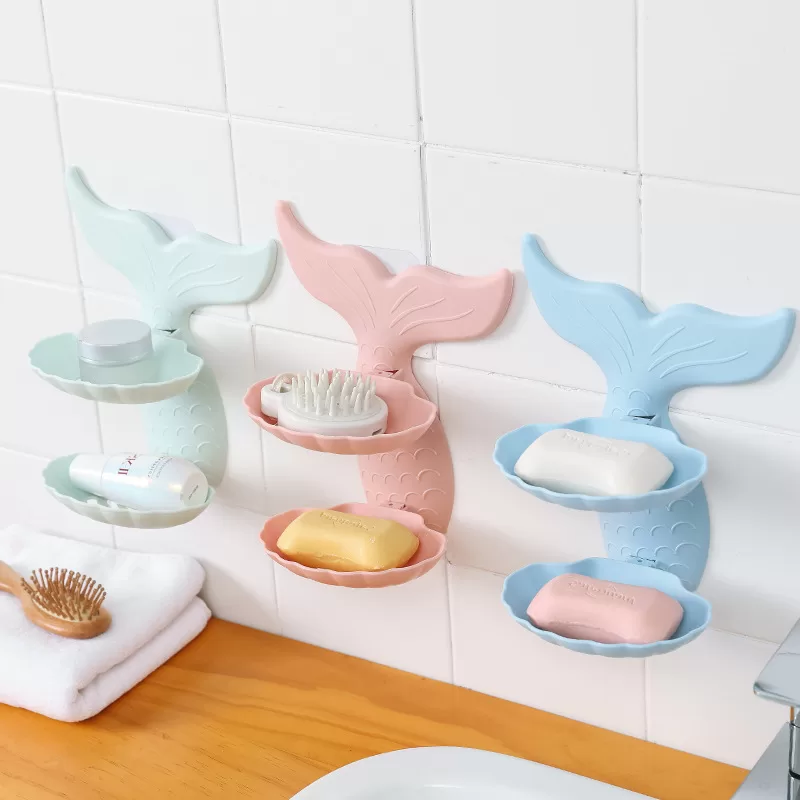 Mermaid Fish Soap Holder Box Double Layers Soap Boxes