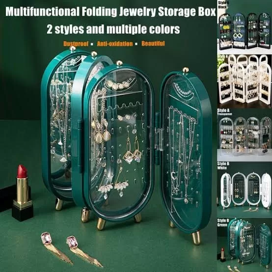 Foldable Jewelry Box Earrings Necklace Storage Display Stand Box