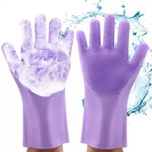 Magic Dishwashing Gloves with scrubber, Silicone Reusable Scrub Gloves